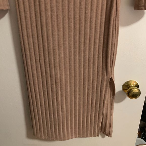 NWT Floret Studios Twist Back Long Sleeve Ribbed Sweater Dress, Mocha, Sz Medium - Picture 11 of 14